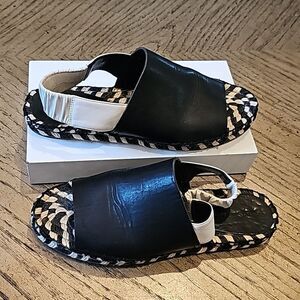 Proenza Schouler leather slingback flat espadilles black and white size 7.5